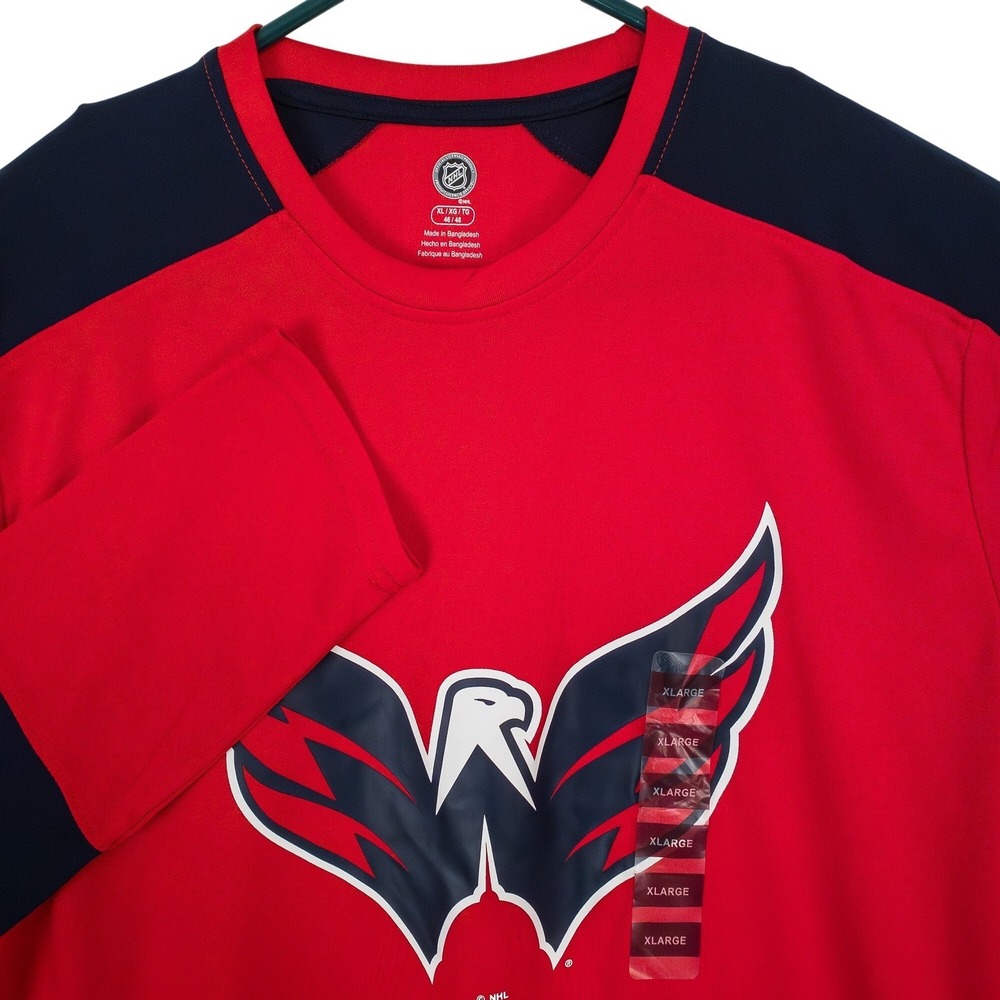 NHL Washington Capitals Shirt Mens XL Red Navy Long Sleeve Logo 100% Polyester